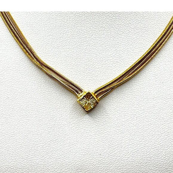 Napier Gold-Tone Multi-Strand Necklace Adjustable Chain Minimalist EUC Vintage - Picture 2 of 9